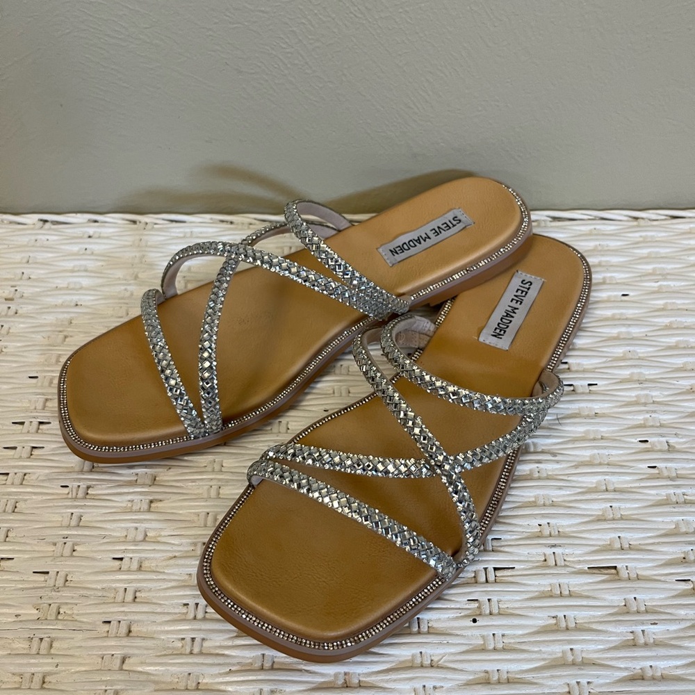 Steve Madden Silver Rhinestone Sandals